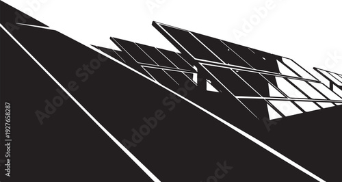 Modern black and white architectural design with sharp lines