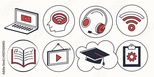 Diverse icons representing various aspects of life and technology Vector