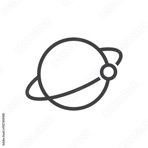 Planet with ring icon isolated flat style design.