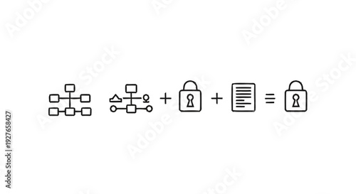 Diagrams and Icons Representing Secure Data Management and Protection.