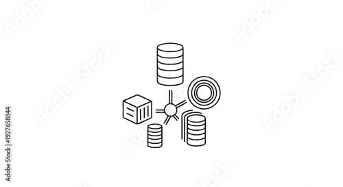 Database storage and data management system illustration.