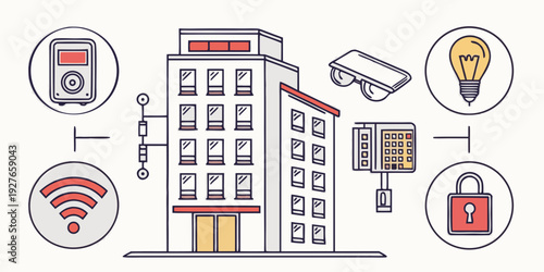 Illustration of a hospital building with various medical services and professionals Vector