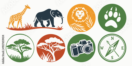 A collection of various animal and nature symbols and icons Vector