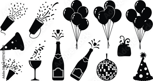Party celebration icons and symbols