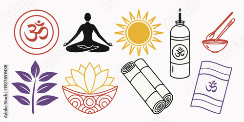 Diverse illustrations of activities and symbols representing various hobbies and interests Vector