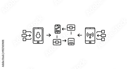 Diagram illustrating data flow between devices and cloud services.