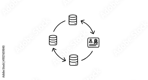 Database synchronization and data flow diagram illustration.