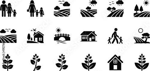 Rural landscape icons