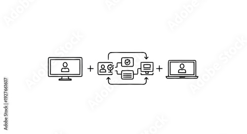 Diagram Illustrating Remote Collaboration and Data Exchange Between Devices.