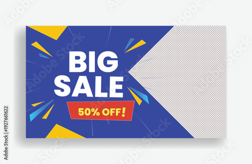 Mega Discount Seasonal Sale Website Banner Template, Horizontal Header Design for Ecommerce Stores, Clearance Promotional Campaign, Social Media Cover, Flash Deal Marketing Layout Template
