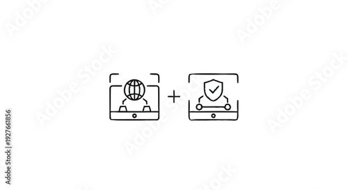 Digital Security and Global Network Connection Concept Icons.
