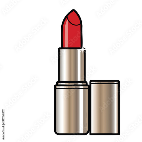 Elegant Red Lipstick in Silver Tube for Beauty and Fashion Themes