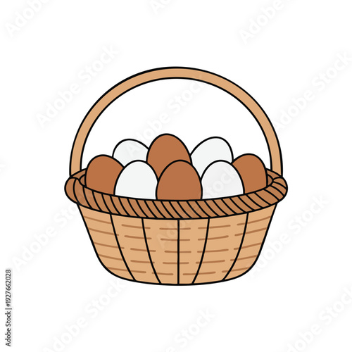 Fresh Easter Eggs in a Woven Basket for Spring Celebration and Holiday Decor
