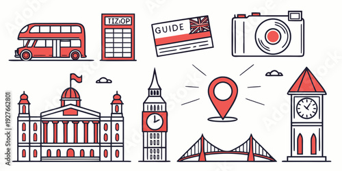 A collection of diverse buildings and symbols representing various countries and institutions Vector