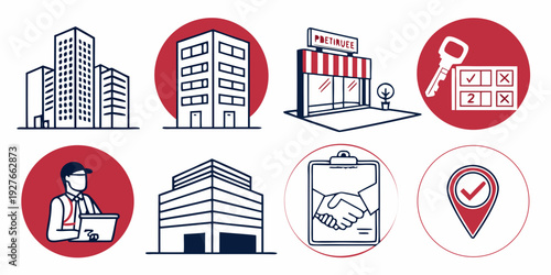 Icons representing various aspects of healthcare and medical services. Vector