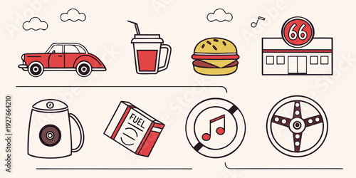Assorted icons representing various objects and services Vector