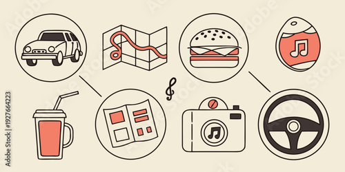 Illustration of the consequences of distracted driving involving a car crash and injuries. Vector