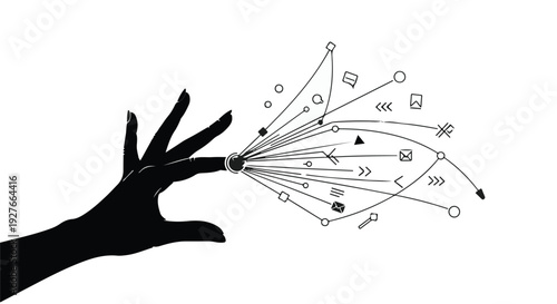 Hand sending out ideas and concepts, communication and data transfer