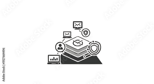 Digital Data Management and Security System Illustration.