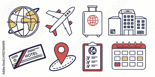 An assortment of medical and office supplies neatly arranged on a white background Vector