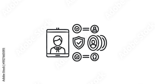 Digital Identity Verification and Security Concept Iconography.