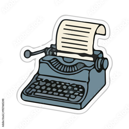 Vintage Typewriter Sticker Icon
