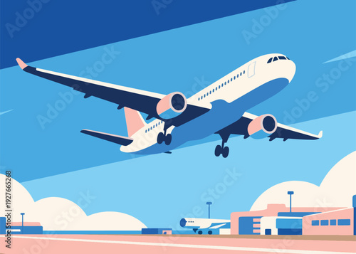 Modern Geometric Airplane Illustration Creative Design Template 