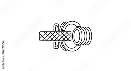 Detailed Line Art Illustration of a Vintage Camera Lens.