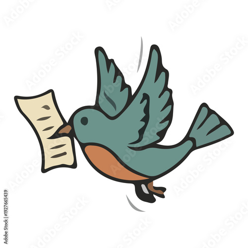 Bird Delivering Message Illustration
