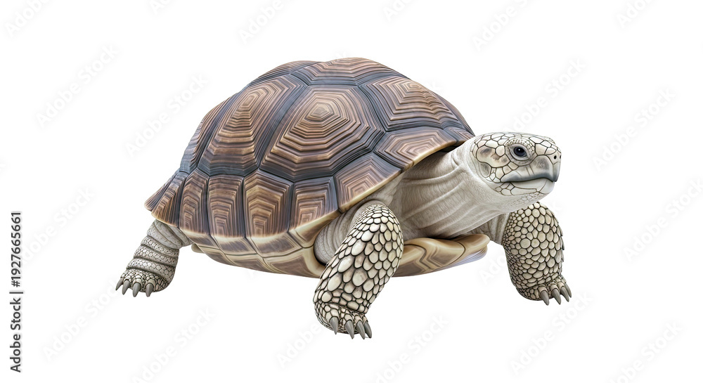 Obraz premium African Spurred Tortoise on a White Background