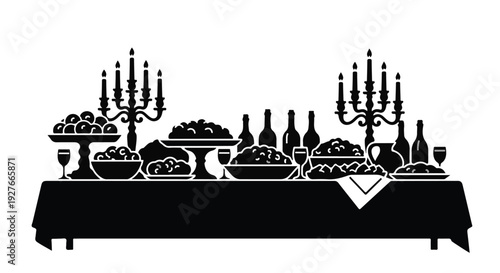 Elegant Feast Table Silhouette Design for Special Occasions and Celebrations