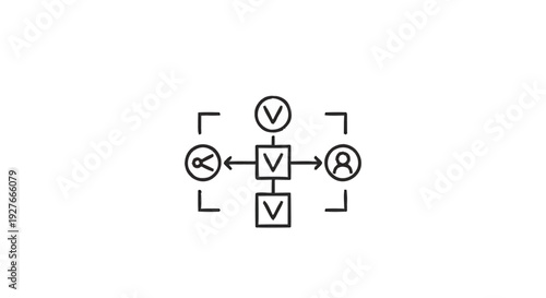 Diagram of interconnected nodes representing workflow and communication.