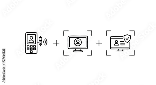 Digital Identity Verification Process Using Technology Icons.