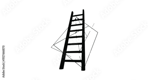 A black ladder symbolizing upward mobility and progress on a white background