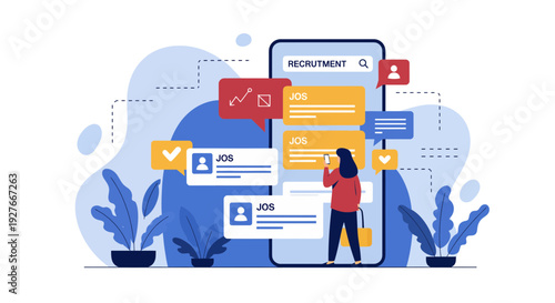 Online Job Search Recruitment Mobile App Interface User Finding Career Opportunities Digital Hiring Process