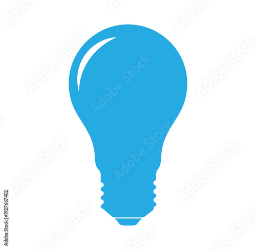 blue light bulb icon with screw base on white background