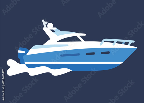 Simple Speedboat Illustration Creative Design Template 