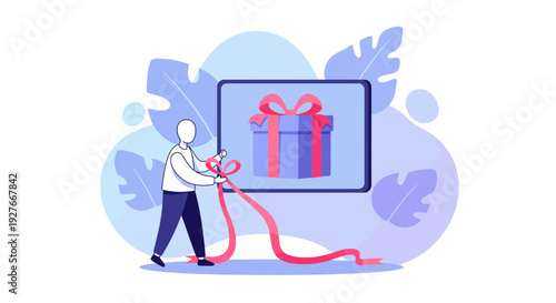 Unwrapping a digital gift online reward program loyalty promotion concept