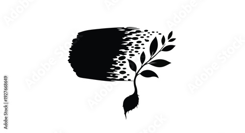 Organic transformation from bold brushstroke to delicate leaf illustration