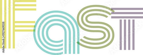 Fast speed movement word design featuring yellow and cyan line art for automotive performance and rapid delivery concepts