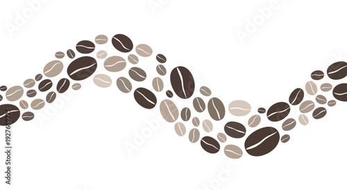 Wavy coffee bean pattern on white background