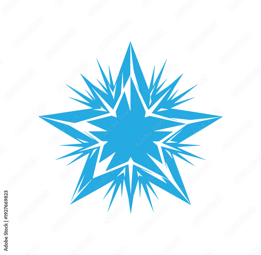 Obraz premium blue starburst shape with sharp points and white background