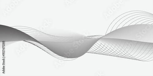 Abstract Gray Wave Background with Blue Line Accent Modern Minimal Gradient Design