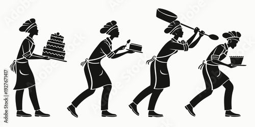 A group of people carrying large, heavy objects on their heads. Vector