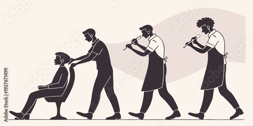 A sequence of a man transforming into a woman while carrying a baby Vector