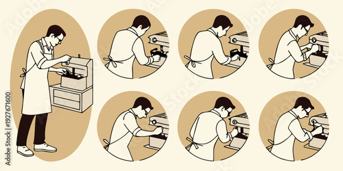 A diverse group of people engaged in various activities and professions. Vector