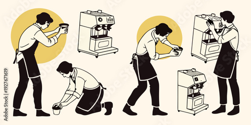 A diverse group of people working together on a creative project. Vector