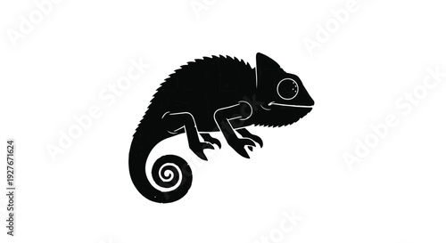Exotic Chameleon Silhouette Vector Illustration for Versatile Design