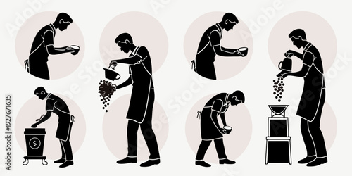 Evolution of human posture and movement over time depicted in silhouettes Vector