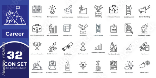 Career icons set with 32 illustrations of professional life